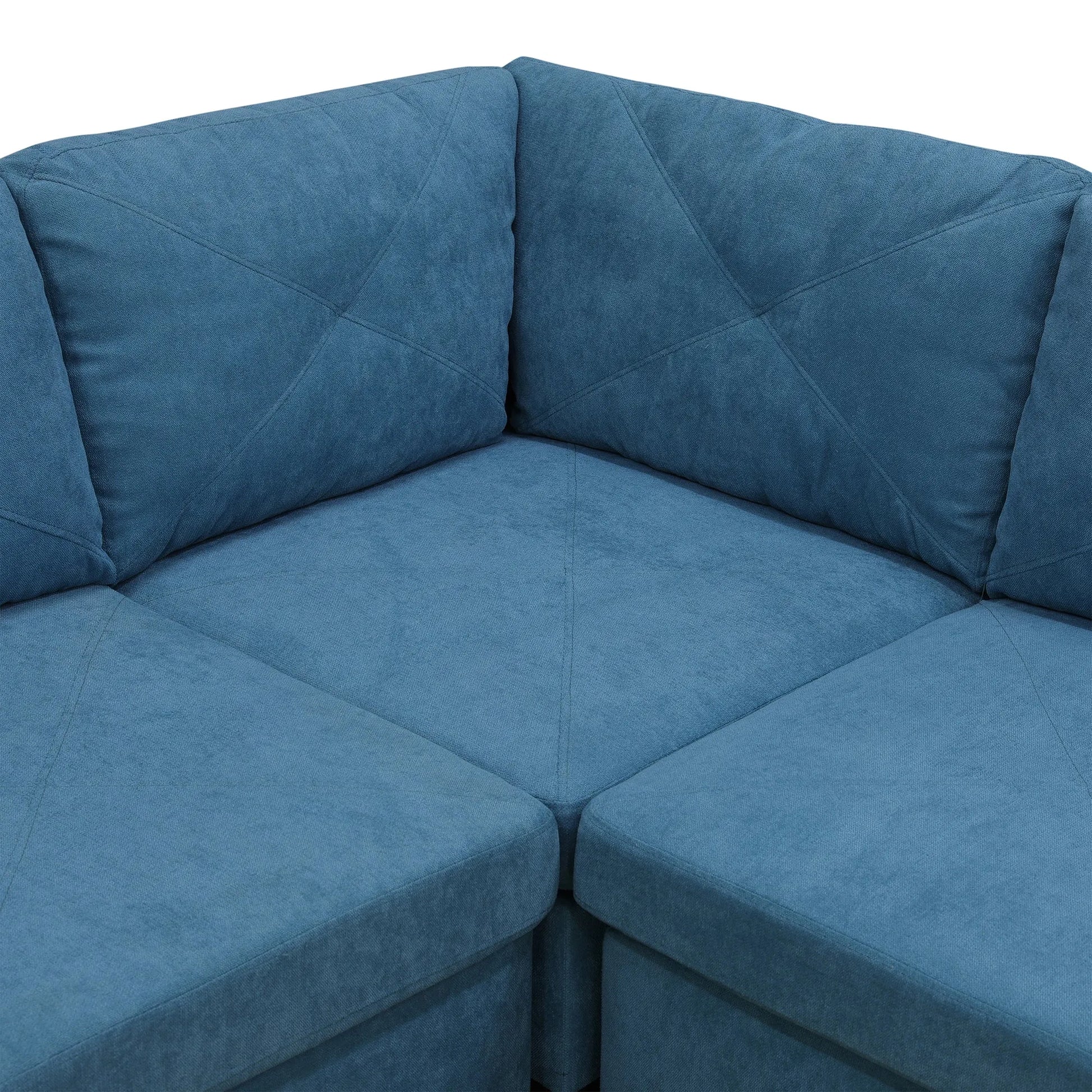 Ainehome Lake Blue Calico 4-Piece Modular Sofa Set