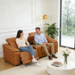 Ainehome Light Brown Leather 5-Seater Modular Power Reclining Sectional Sofa Set with Smart Storage & USB