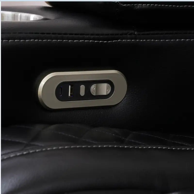 Ainehome Black Leather Power Reclining Sectional with Reading Lamp