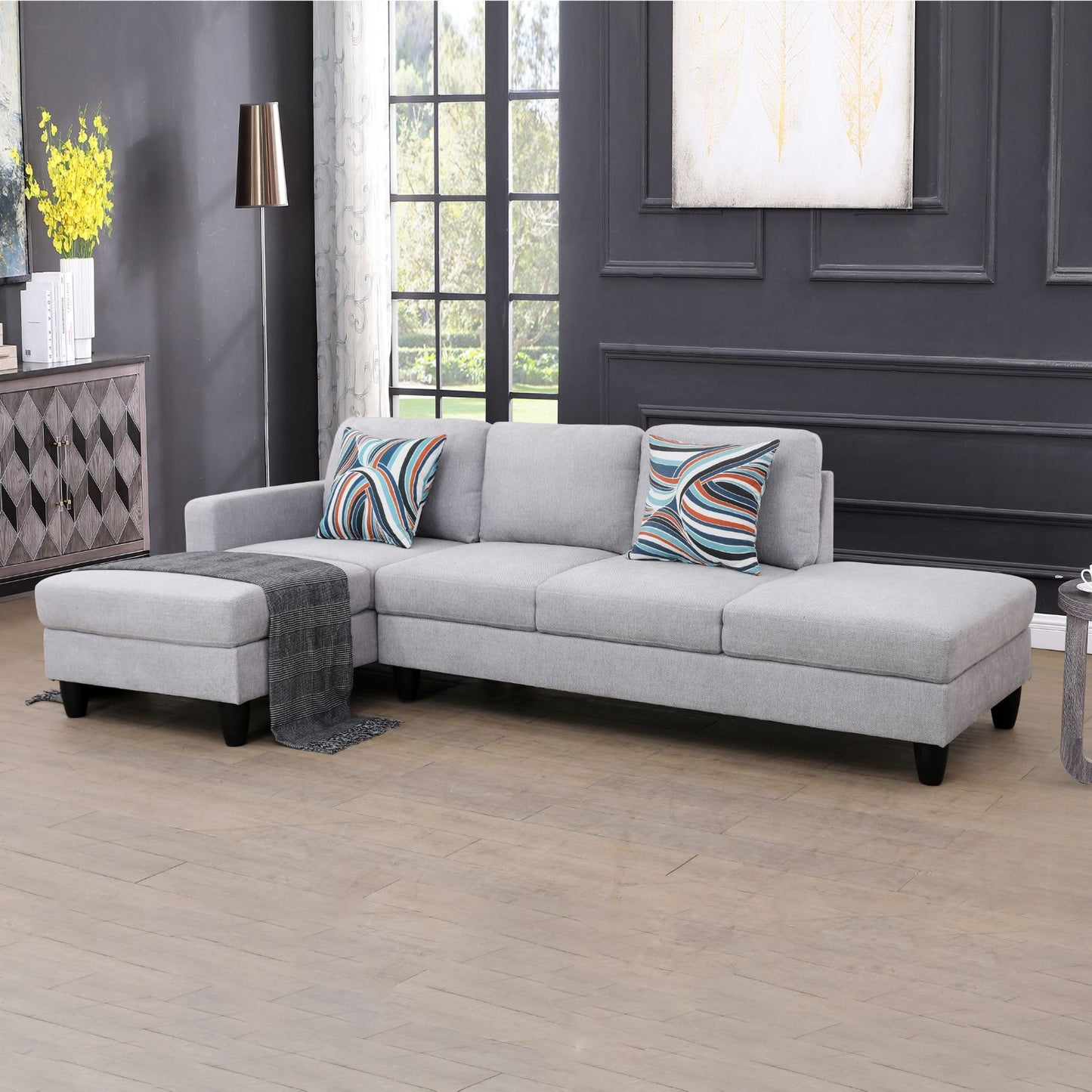Grey White Lint 2-Piece Couch Living Room Sofa Set