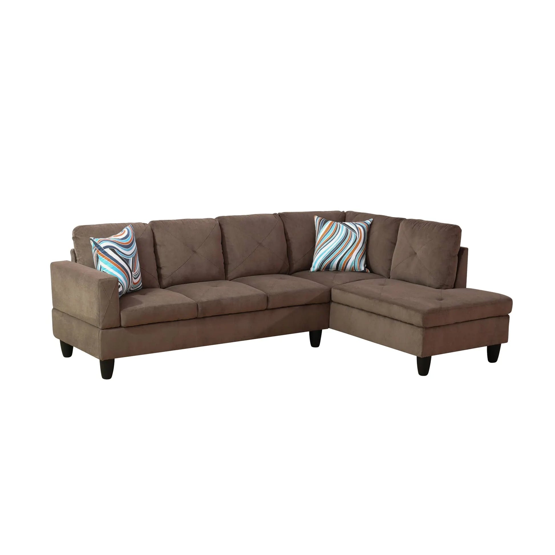 97" Wide Brown Corduroy L-Shaped Living Room Sectional Sofa Set — image 13