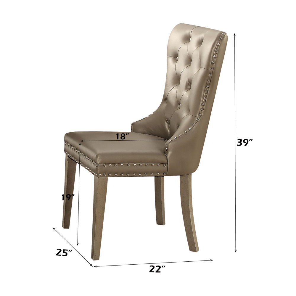 Kacela - Side Chair (Set of 2) - Champagne Synthetic Leather & Champagne