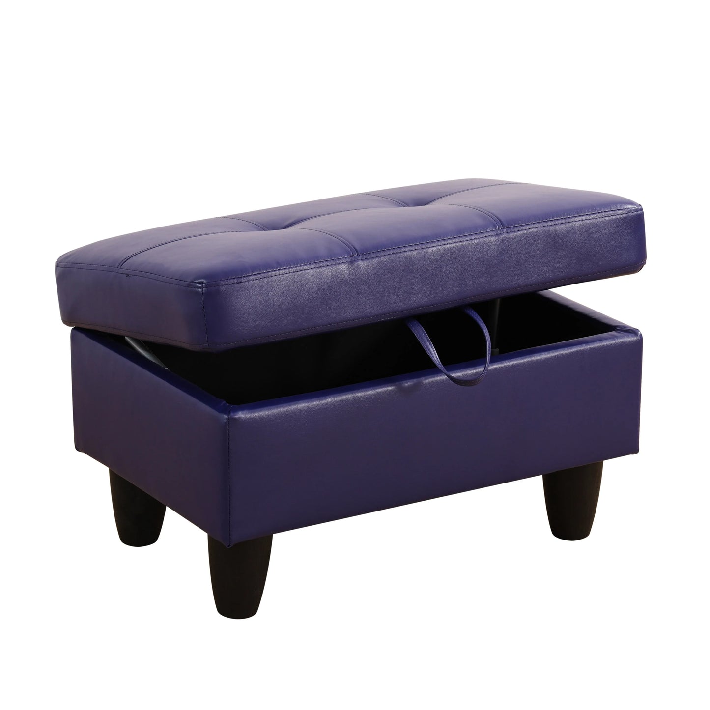 Ainehome Blue Faux Leather Modular Sofa with Storage Ottoman