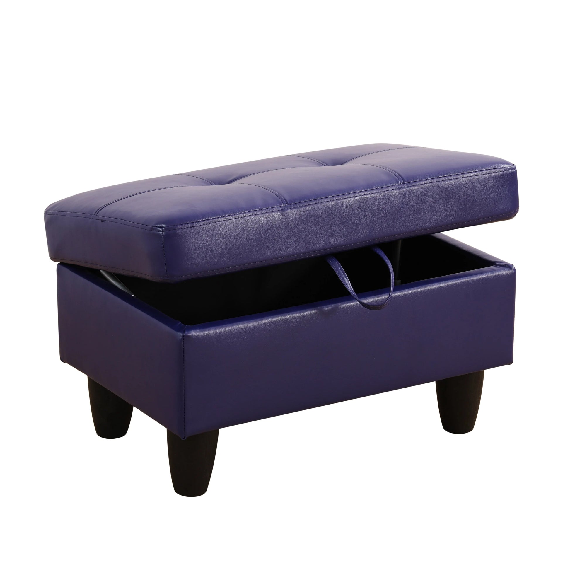 Ainehome Blue Faux Leather Modular Sofa with Storage Ottoman