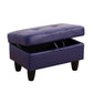 Ainehome Blue Faux Leather Modular Sofa with Storage Ottoman