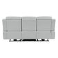 Elonzo - Power Motion Sofa With LED, Power Headrest & Speaker - Light Gray