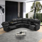 Ainehome Grandview 5-Seat Reclining Sectional Sofa in Black Faux Leather