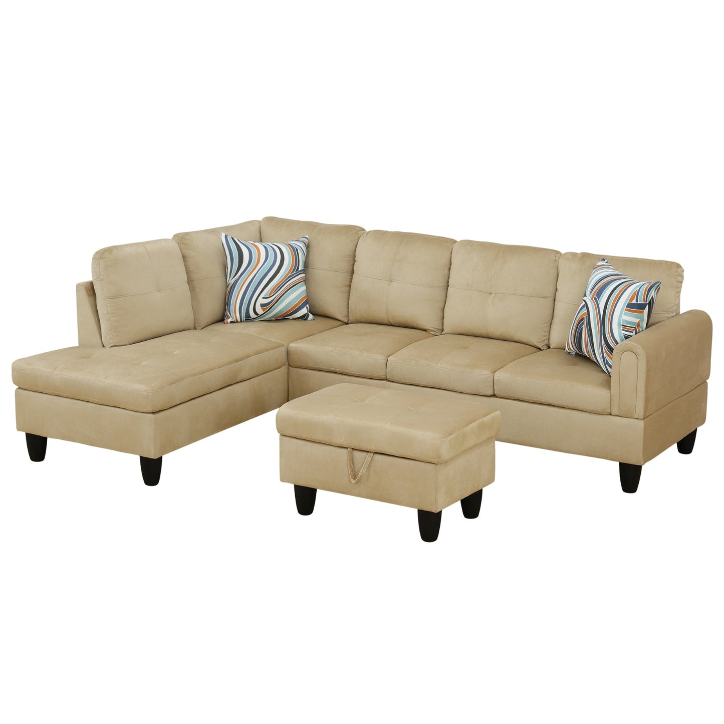 Ainehome 97" Wide Beige Flannel Living Room Sofa Set - Modern Comfort & Style for Your Home