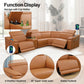 Ainehome Light Brown Leather 5-Seater Modular Power Reclining Sectional Sofa Set with Smart Storage & USB