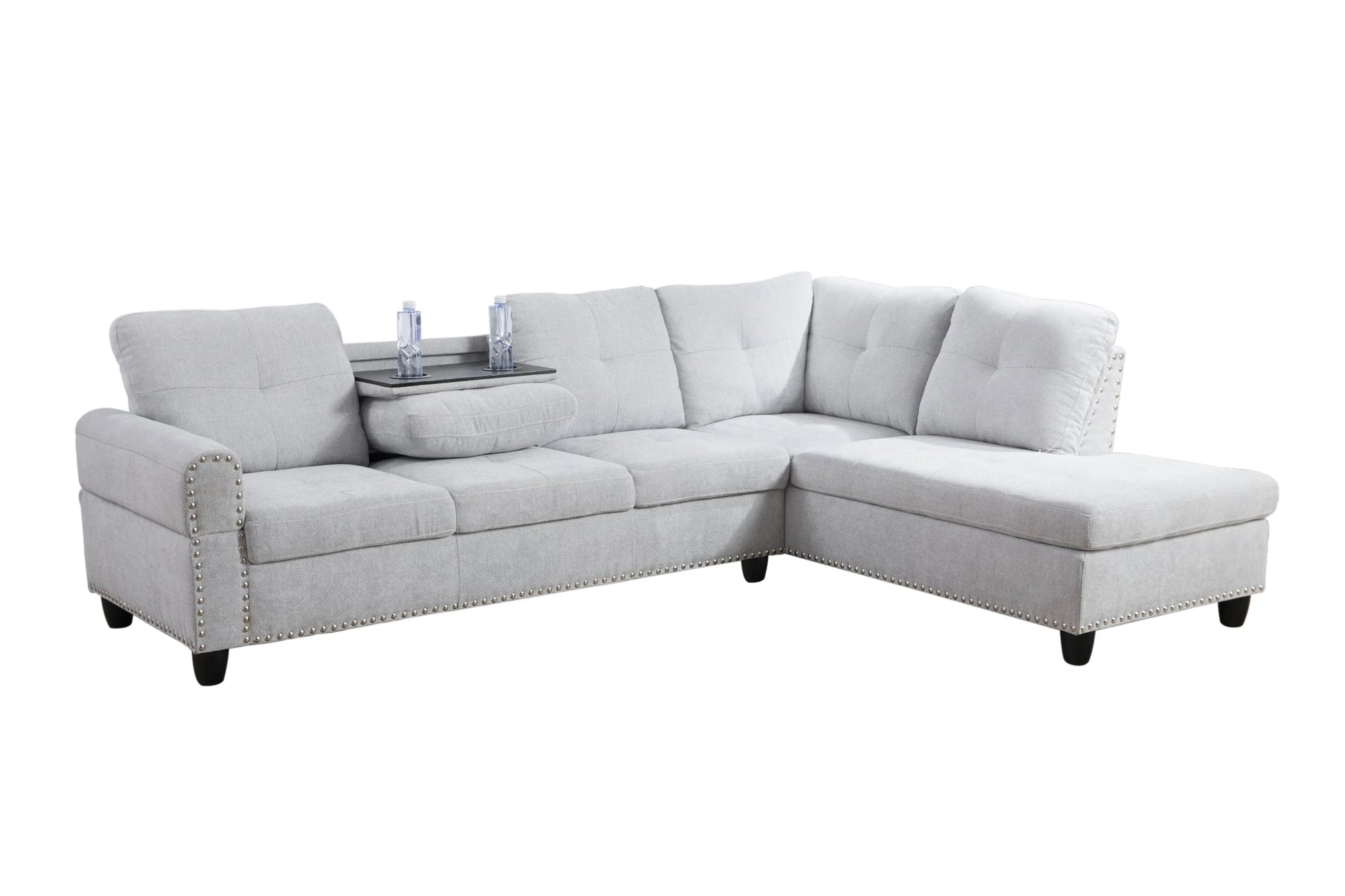 97.5" Wide Grey White Flannel 3-Piece Sofa Living Room Sofa Set
