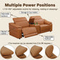 Ainehome Light Brown Leather 5-Seater Modular Power Reclining Sectional Sofa Set with Smart Storage & USB