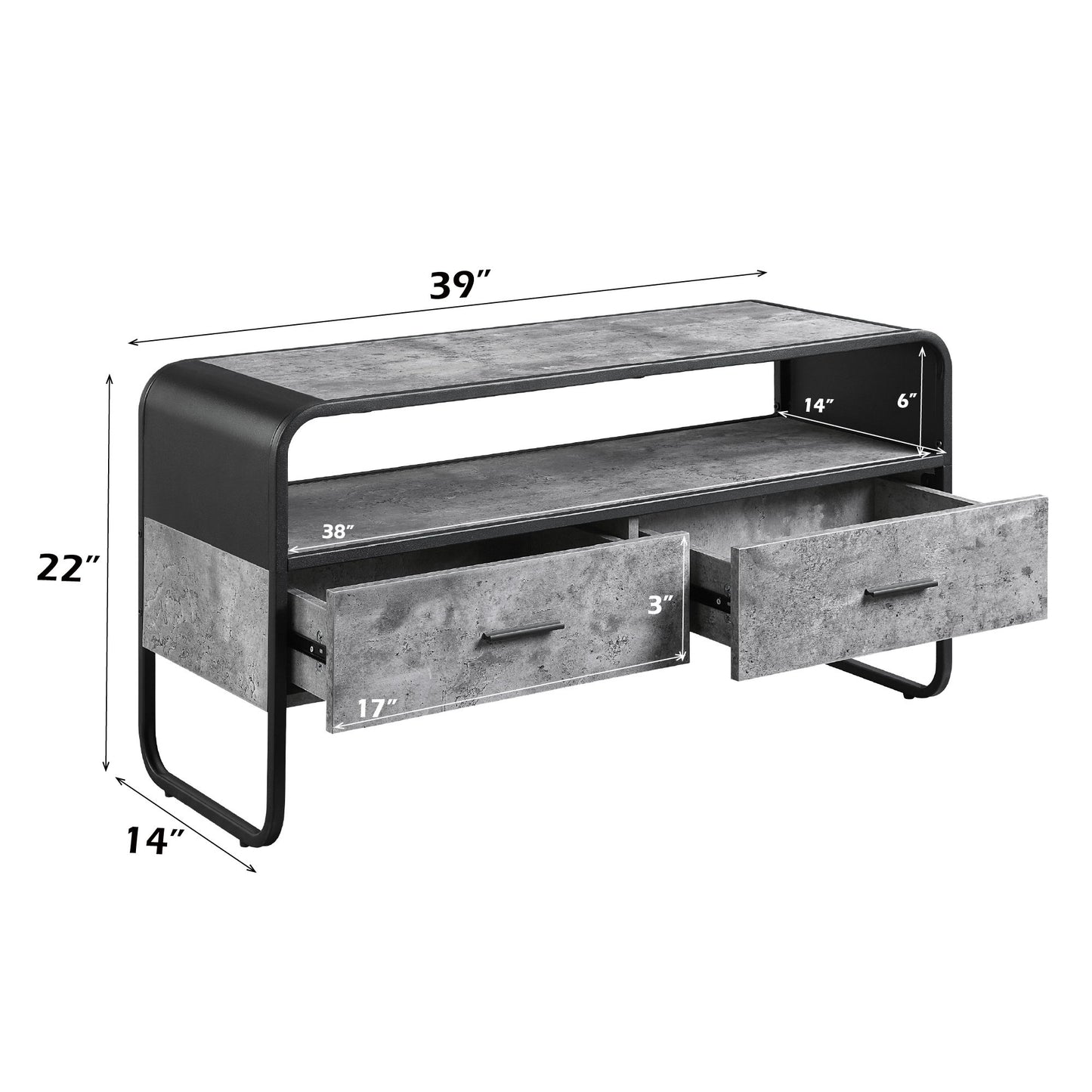 Raziela - 22" TV Stand - Concrete Gray & Black