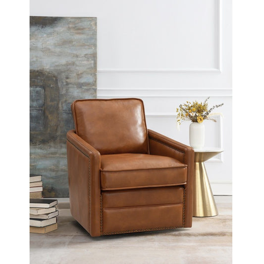 Rocha - Swivel Chair - Brown Leather Aire