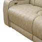 Ainehome Beige Leather Power Reclining Sectional Sofa with Smart Coffee Table & Reading Lamp