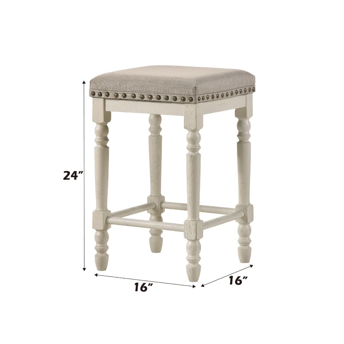 Tasnim - Counter Height Stool (Set of 2) - Tan Fabric & Antique White