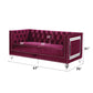Heibero - Loveseat With 2 Pillows (Same 56896) - Burgundy Velvet