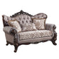 Benbek - Loveseat With 3 Pillows - Fabric & Antique Oak