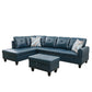 Ainehome 97" Wide Denim Faux Leather Living Room Sofa Set