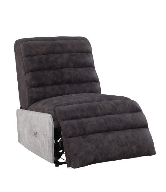 Okzuil - Power Motion Recliner - Two Tone Gray Top Grain Leather & Aluminum