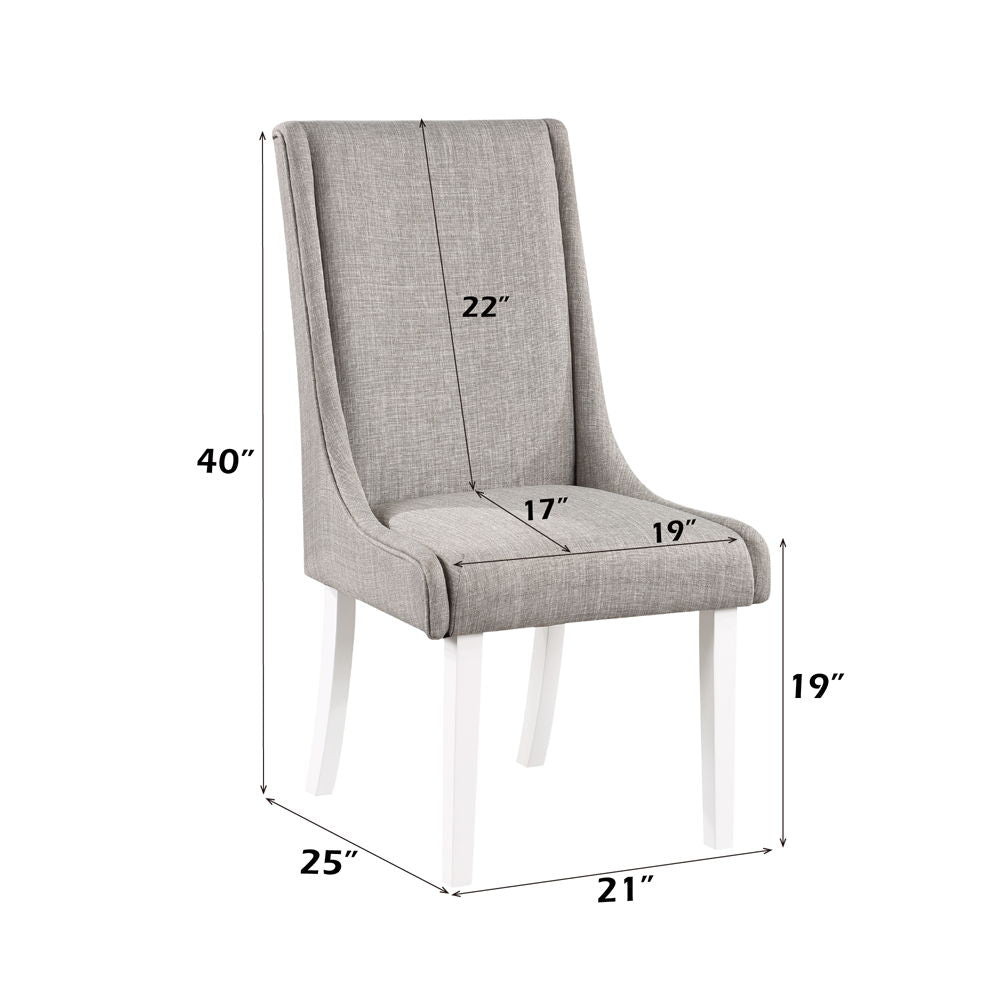Hollyn - Side Chair (Set of 2) - Gray Linen & White