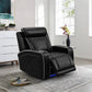 Black Leather 5-Seater Power Reclining Sofa Set with Reading Lights & Hidden Storage