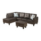 Ainehome 97" Wide Dark Brown Flannel L-Shaped Living Room Sectional Sofa Set