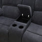 Ainehome Cinema 3-Piece Textured Dark Grey Corduroy Reclining Sofa Set