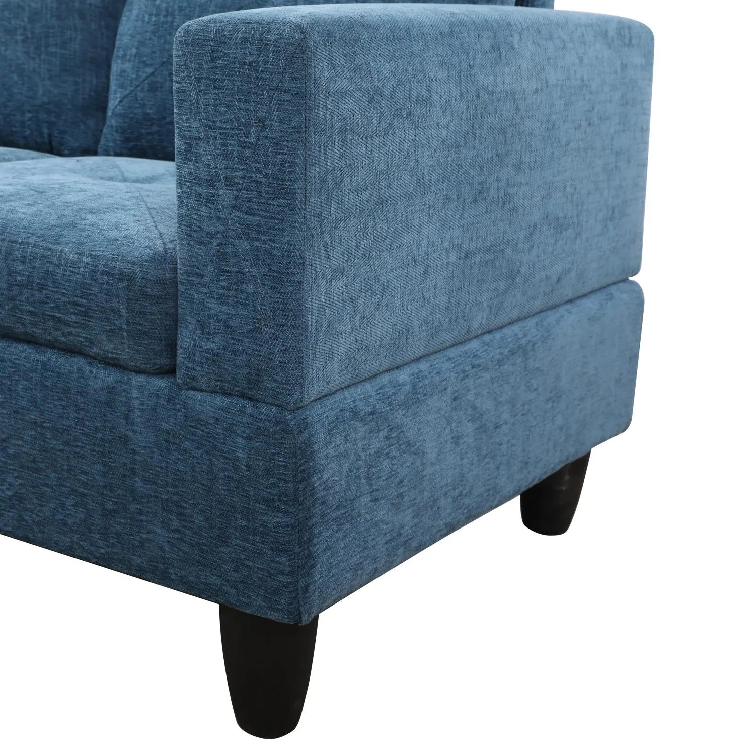 97" Wide Blue Linen L-Shaped Living Room Sectional Sofa Set — image 11