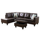 97" Wide Brown Faux Leather L-Shaped Living Room Sectional Sofa Set — image 2