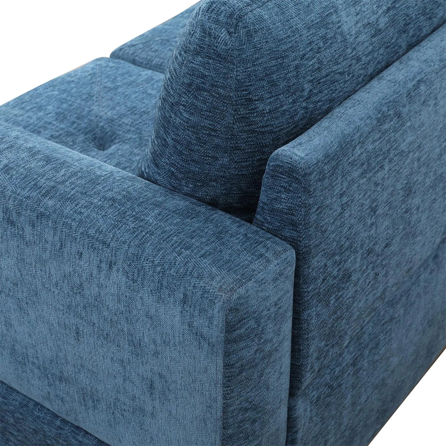 97" Wide Blue Linen L-Shaped Living Room Sectional Sofa Set — image 8