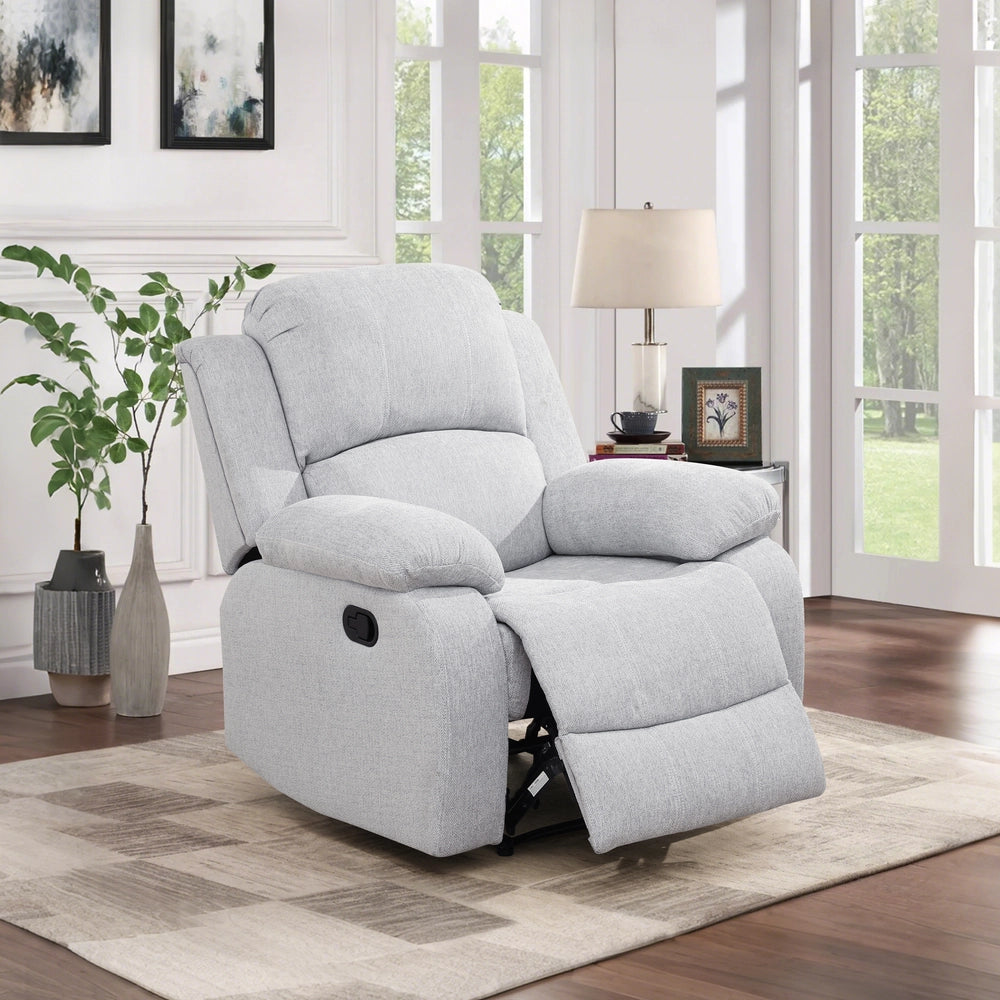 Cinema 3-Piece Grey Fabric Manual Reclining Sofa Set