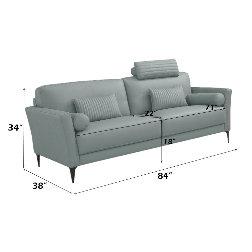 Tussio - Sofa With 5 Pillows - Watery Leather