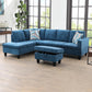 97" Wide Blue Linen L-Shaped Living Room Sectional Sofa Set — image 1