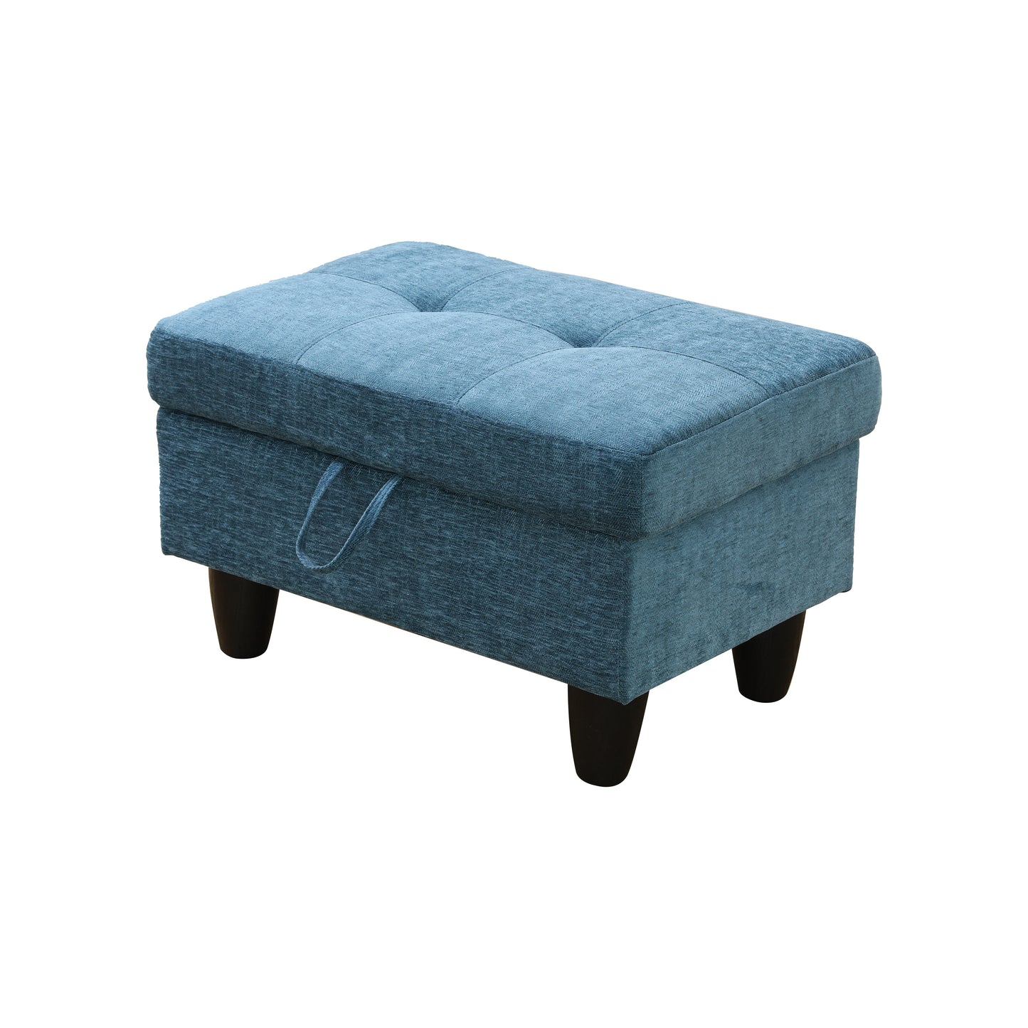 Ainehome Blue Flannel Modular Sofa with Storage Ottoman
