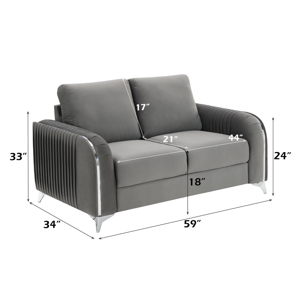 Wenona - Loveseat - Gray Velvet