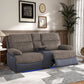 Brown Corduroy Power Reclining Sofa Set with LED Lights, USB Charging & Storage Console - 3 Piece Living Room Set