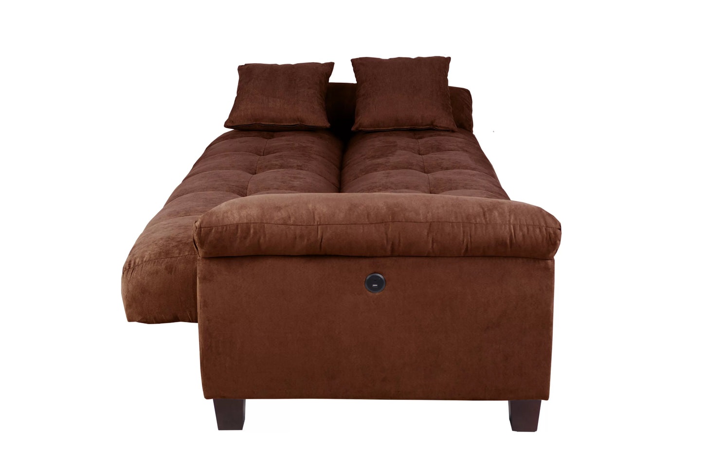 Chocolate Adjustable Sofa with Hidden Storage and USB Ports