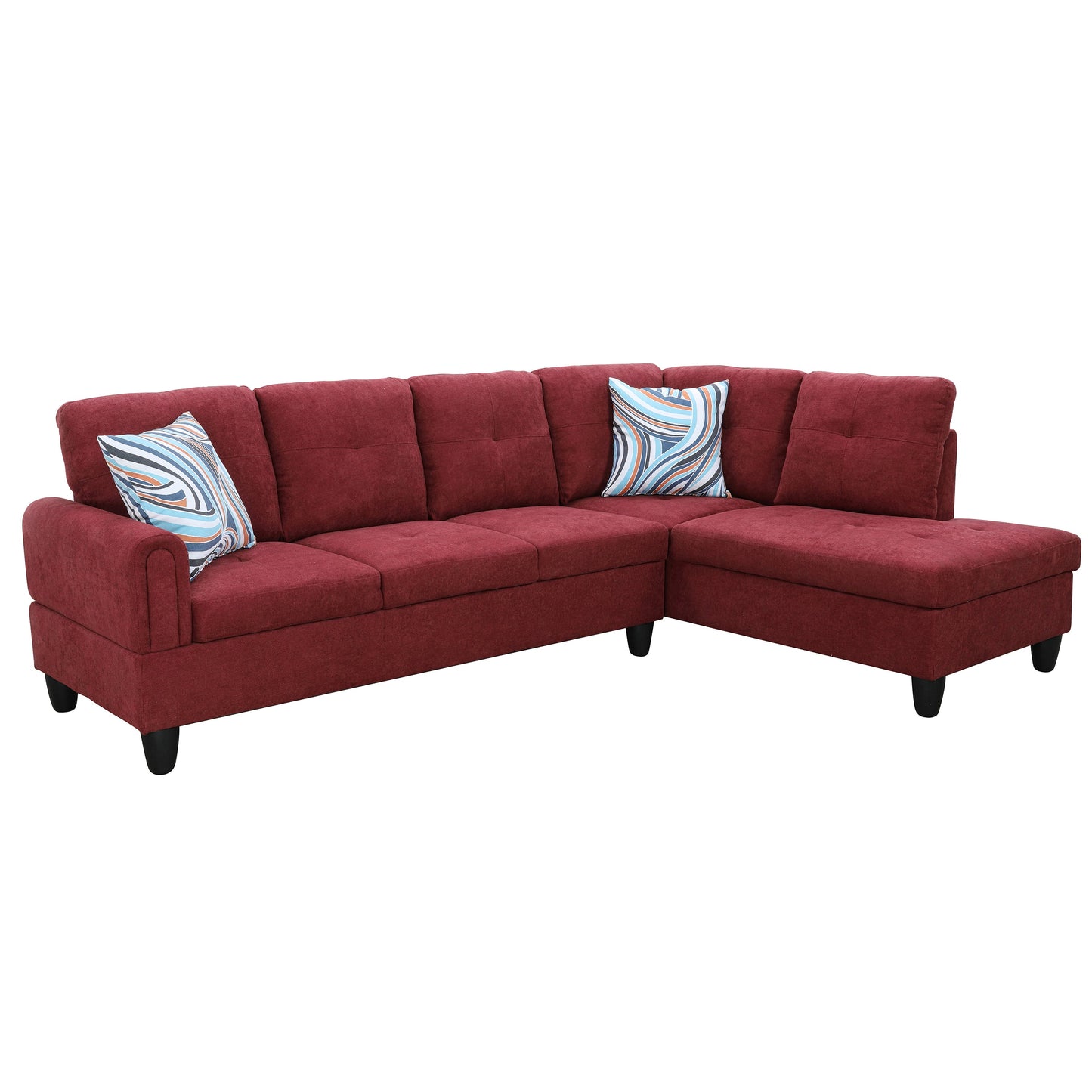 97" Wide Flannel L-Shaped Living Room Sectional Sofa Set