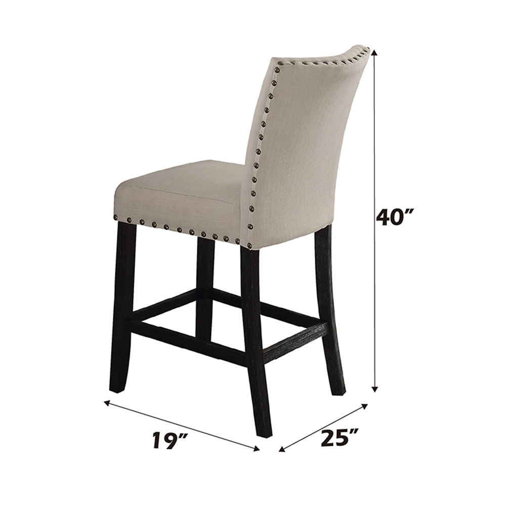 Nolan - Counter Height Chair (Set of 2) - Beige Linen & Salvage Dark Oak