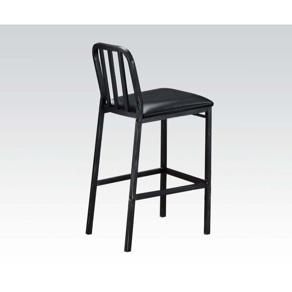 Jodie - Bar Chair (Set of 2) - Black Synthetic Leather & Antique Black