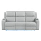 Elonzo - Power Motion Sofa With LED, Power Headrest & Speaker - Light Gray