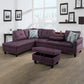 97.5" Wide Amaranth Linen L-Shaped Living Room Sectional Sofa Set