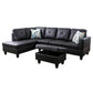 97" Wide Black Faux Leather L-Shaped Living Room Sectional Sofa Set — image 2