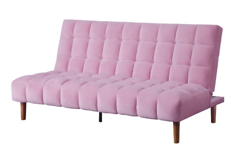 Yolandi - Adjustable Sofa - Pink Velvet & Dark Walnut