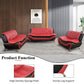 Ainehome Black & Red Faux Leather 3-Piece Living Room Sofa Set with Elegant Design