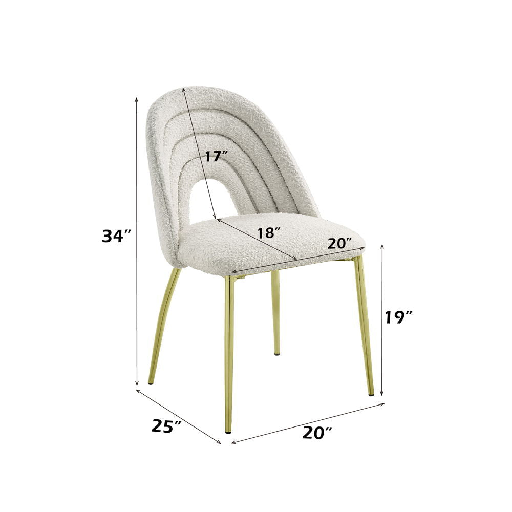 Fadri - Side Chair (Set of 2) - Teddy Sherpa & Mirrored Gold