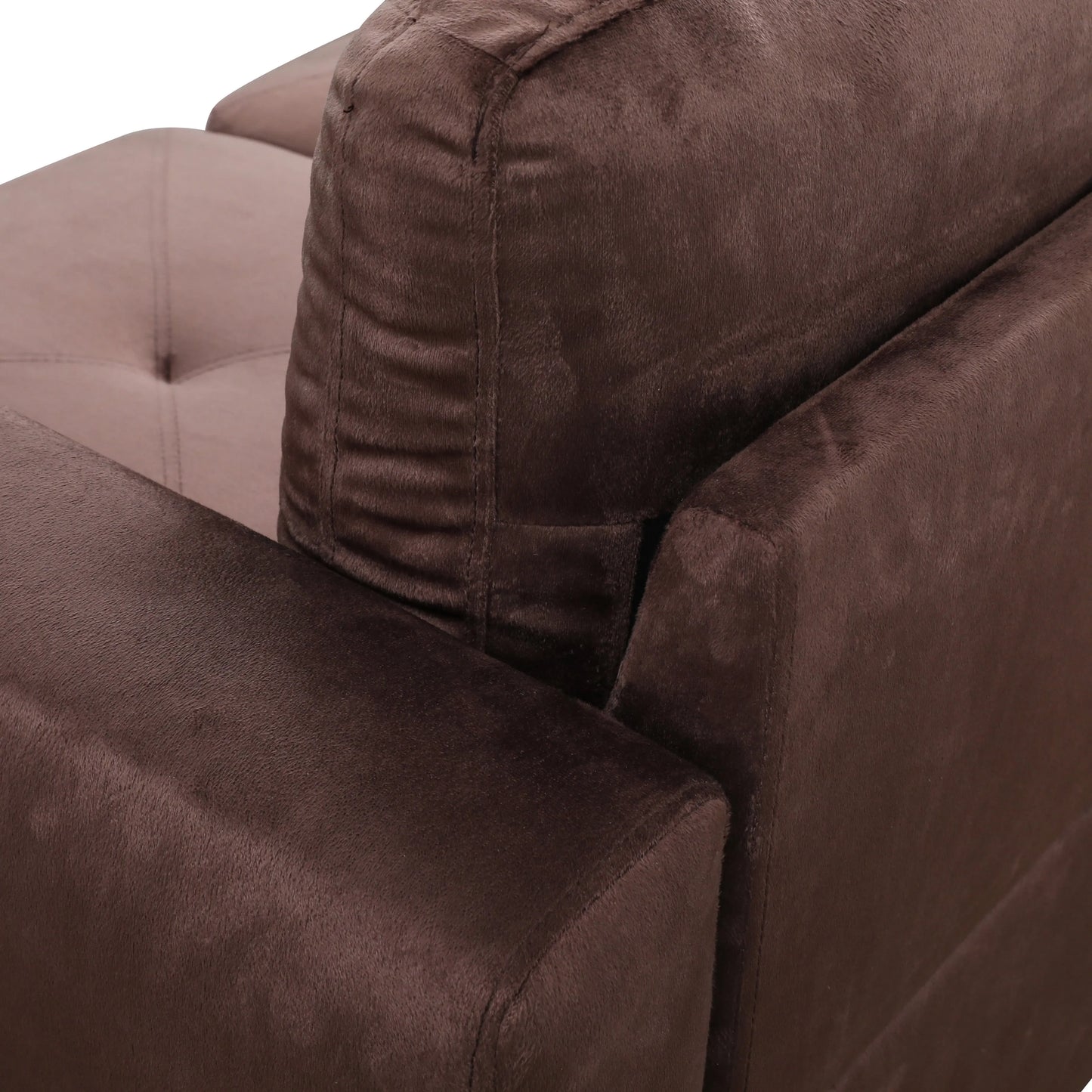 97" Wide Brown Microfiber L-Shaped Living Room Sectional Sofa Set — image 8