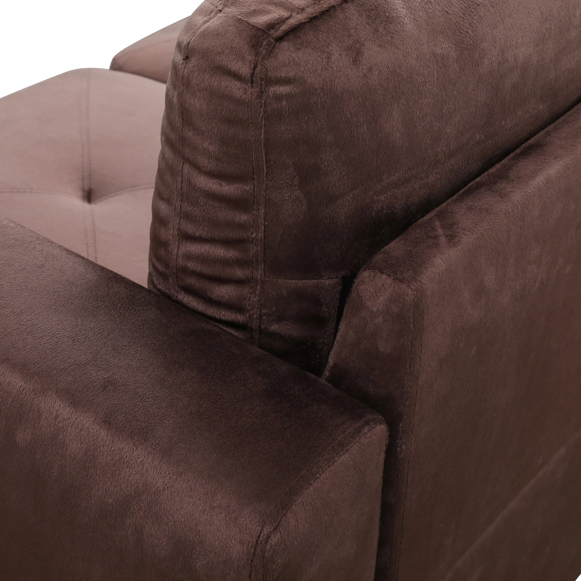 97" Wide Brown Microfiber L-Shaped Living Room Sectional Sofa Set — image 8