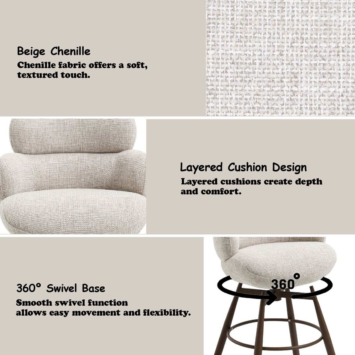 Jena - Fabric Counter Height Chair With Swivel
