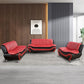 Ainehome Black & Red Faux Leather 3-Piece Living Room Sofa Set with Elegant Design
